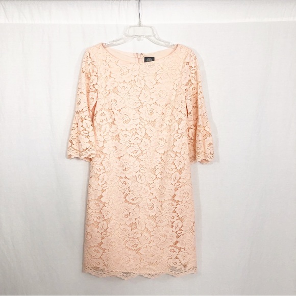 Vince Camuto Lace Overlay Bell Lac Sleeve Dress, Size 8, Peach - Picture 1 of 5